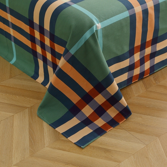 91家纺网 家纺一手货源 找家纺 晶缦2023新款全棉老粗布凉席三件套 绿格