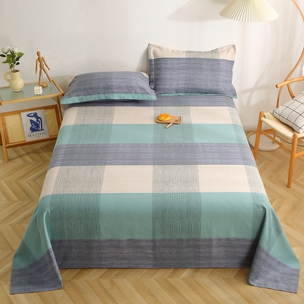 晶缦2023新款全棉老粗布凉席三件套 清雅格