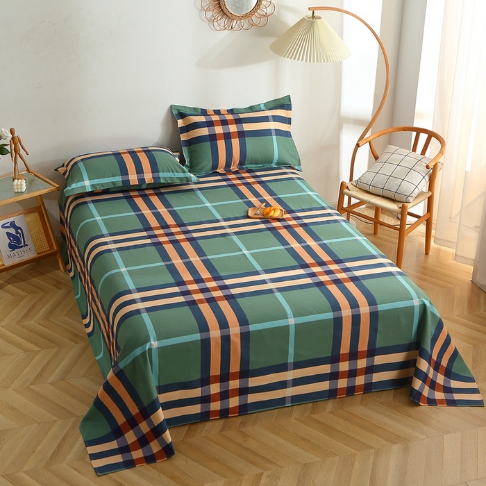 91家纺网 家纺一手货源 找家纺 晶缦2023新款全棉老粗布凉席三件套 绿格