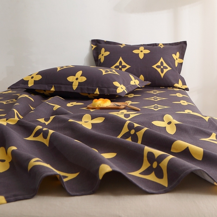 91家纺网 家纺一手货源 找家纺 晶缦2023新款全棉老粗布凉席三件套 四叶草