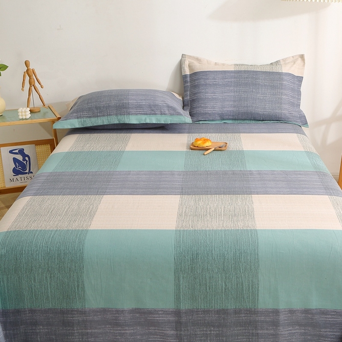 91家纺网 家纺一手货源 找家纺 晶缦2023新款全棉老粗布凉席三件套 清雅格
