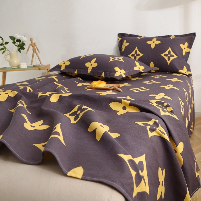 91家纺网 家纺一手货源 找家纺 晶缦2023新款全棉老粗布凉席三件套 四叶草