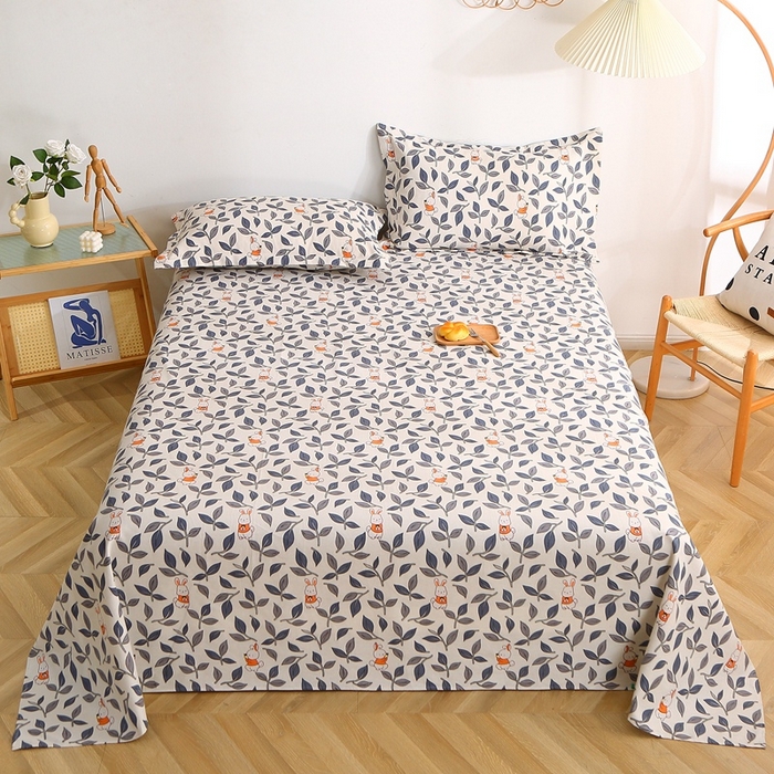 91家纺网 家纺一手货源 找家纺 晶缦2023新款全棉老粗布凉席三件套 碎花兔