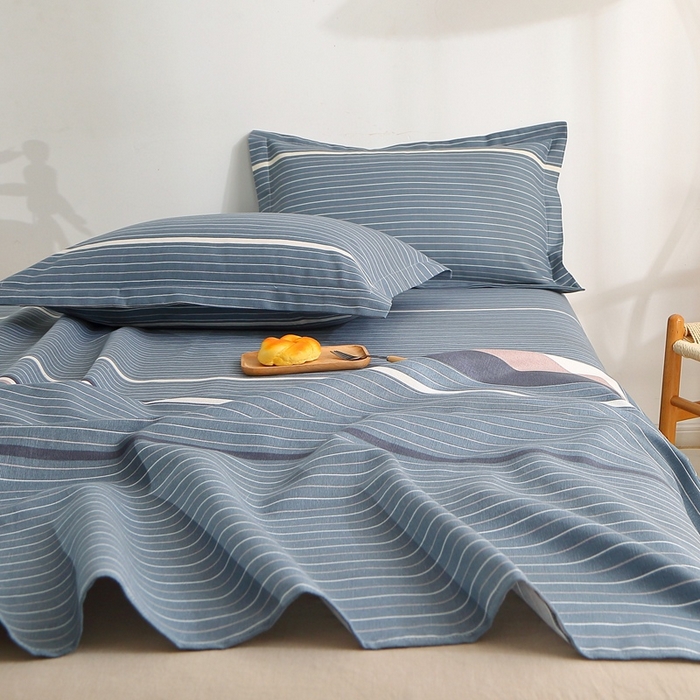 91家纺网 家纺一手货源 找家纺 晶缦2023新款全棉老粗布凉席三件套 幽兰之境