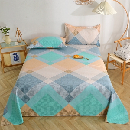 91家纺网 家纺一手货源 找家纺 晶缦2023新款全棉老粗布凉席三件套 菱形格