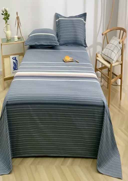 91家纺网 家纺一手货源 找家纺 晶缦2023新款全棉老粗布凉席三件套 幽兰之境