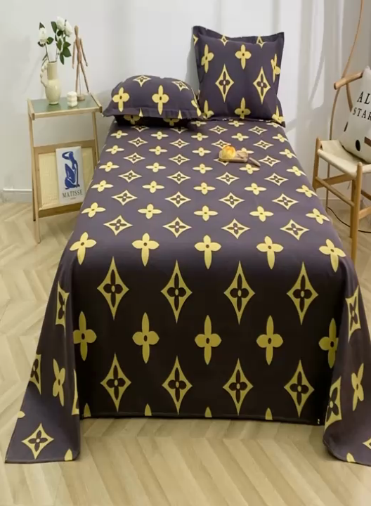 91家纺网 家纺一手货源 找家纺 晶缦2023新款全棉老粗布凉席三件套 四叶草