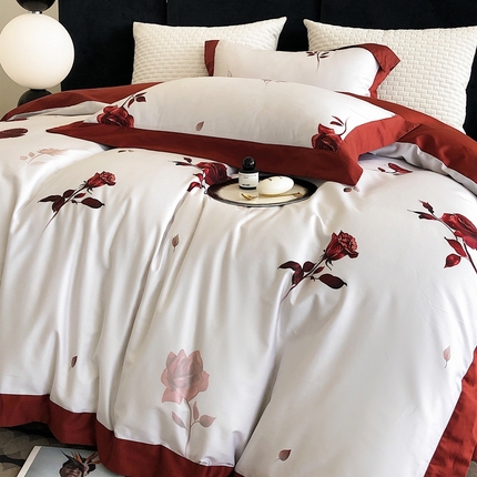 涞澳家纺 2023新款100支数码印花 怦然心动-红