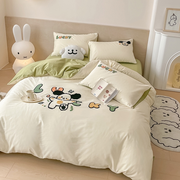 91家纺网 家纺一手货源 找家纺 （总）澳梵家居 2023新款【是修狗呀】系列 全棉大版毛巾绣四件套