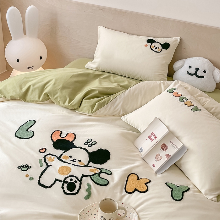 91家纺网 家纺一手货源 找家纺 （总）澳梵家居 2023新款【是修狗呀】系列 全棉大版毛巾绣四件套