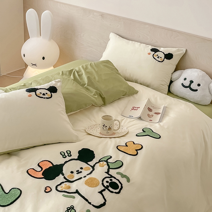 91家纺网 家纺一手货源 找家纺 （总）澳梵家居 2023新款【是修狗呀】系列 全棉大版毛巾绣四件套