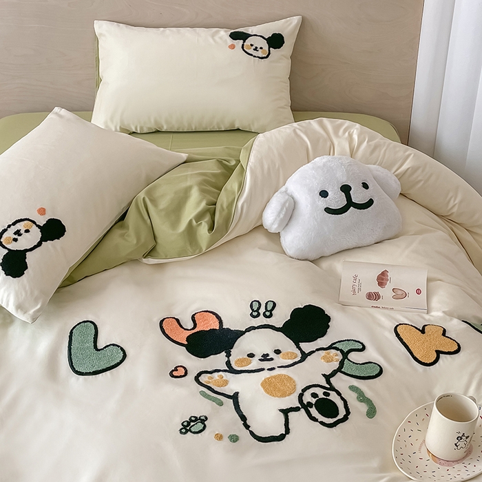 91家纺网 家纺一手货源 找家纺 （总）澳梵家居 2023新款【是修狗呀】系列 全棉大版毛巾绣四件套