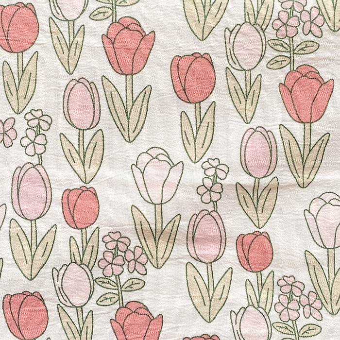 91家纺网 家纺一手货源 找家纺 畅畅家纺2023新款A类水洗棉麻双层纱夏被四件套 郁金香