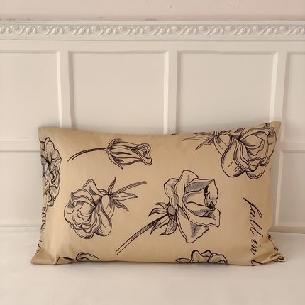 窝米 全棉斜纹枕套（花卉类） 海瑟薇驼枕套