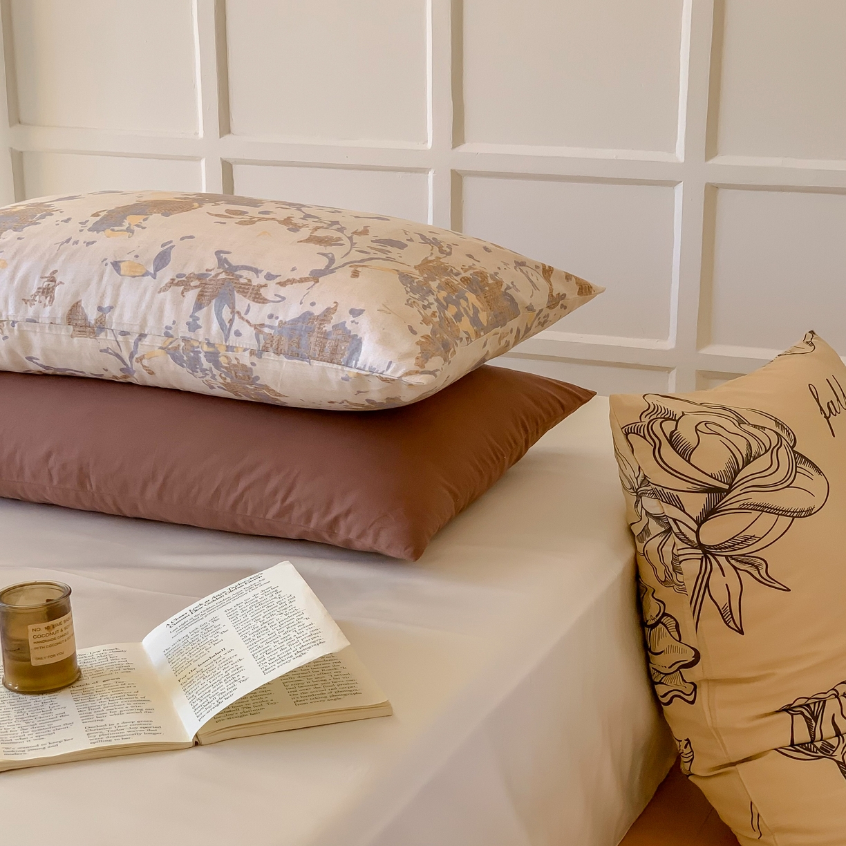 91家纺网 家纺一手货源 找家纺 窝米 全棉斜纹枕套（花卉类） 海瑟薇驼枕套