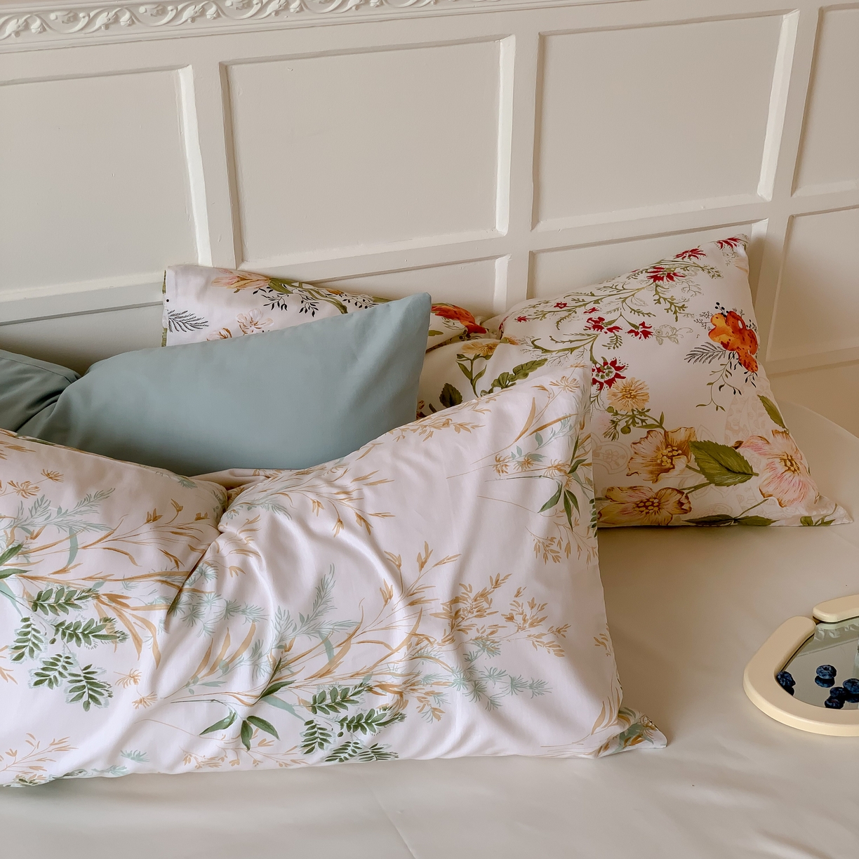 91家纺网 家纺一手货源 找家纺 窝米 全棉斜纹枕套（花卉类） 莫奈花园枕套