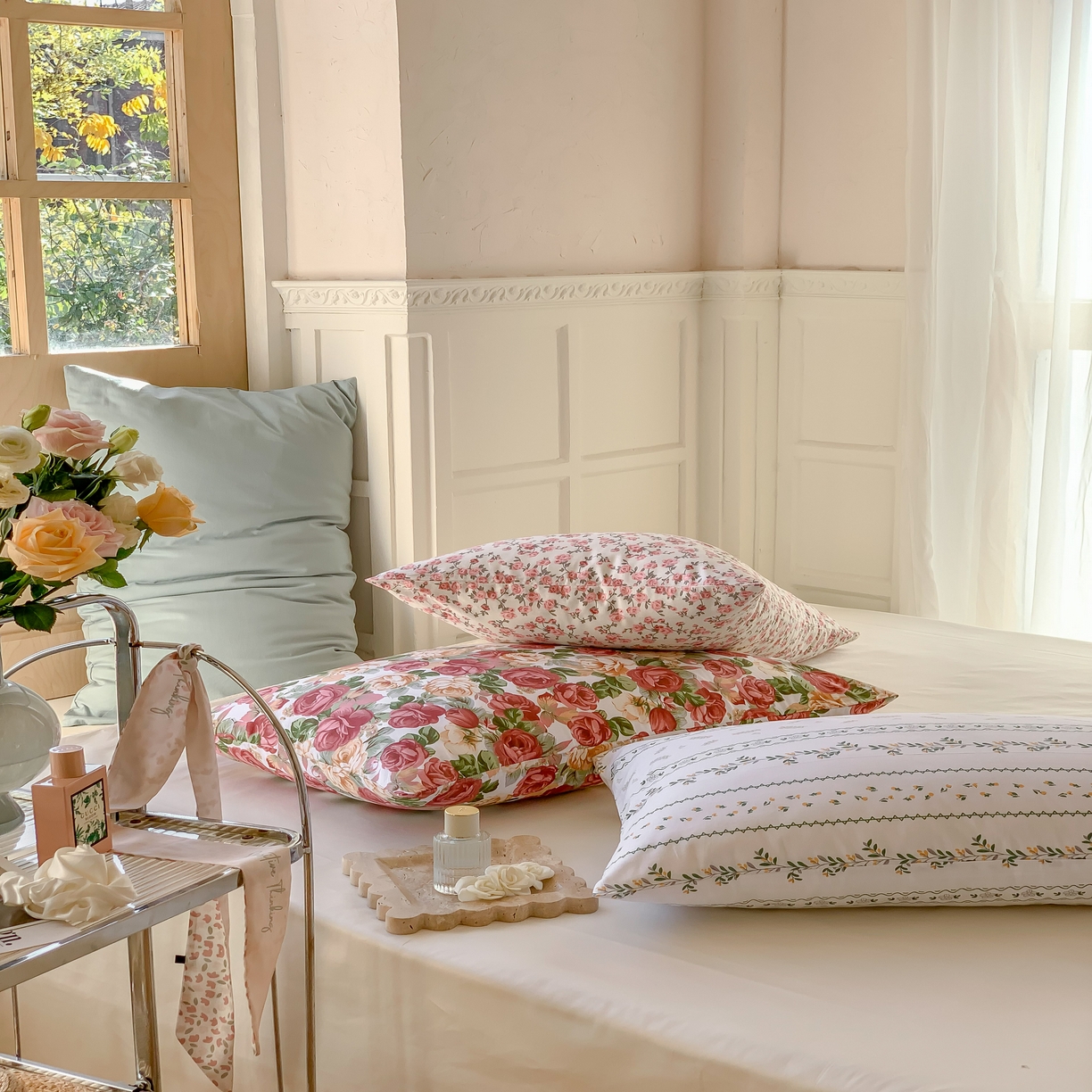 91家纺网 家纺一手货源 找家纺 窝米 全棉斜纹枕套（花卉类） 西西里枕套