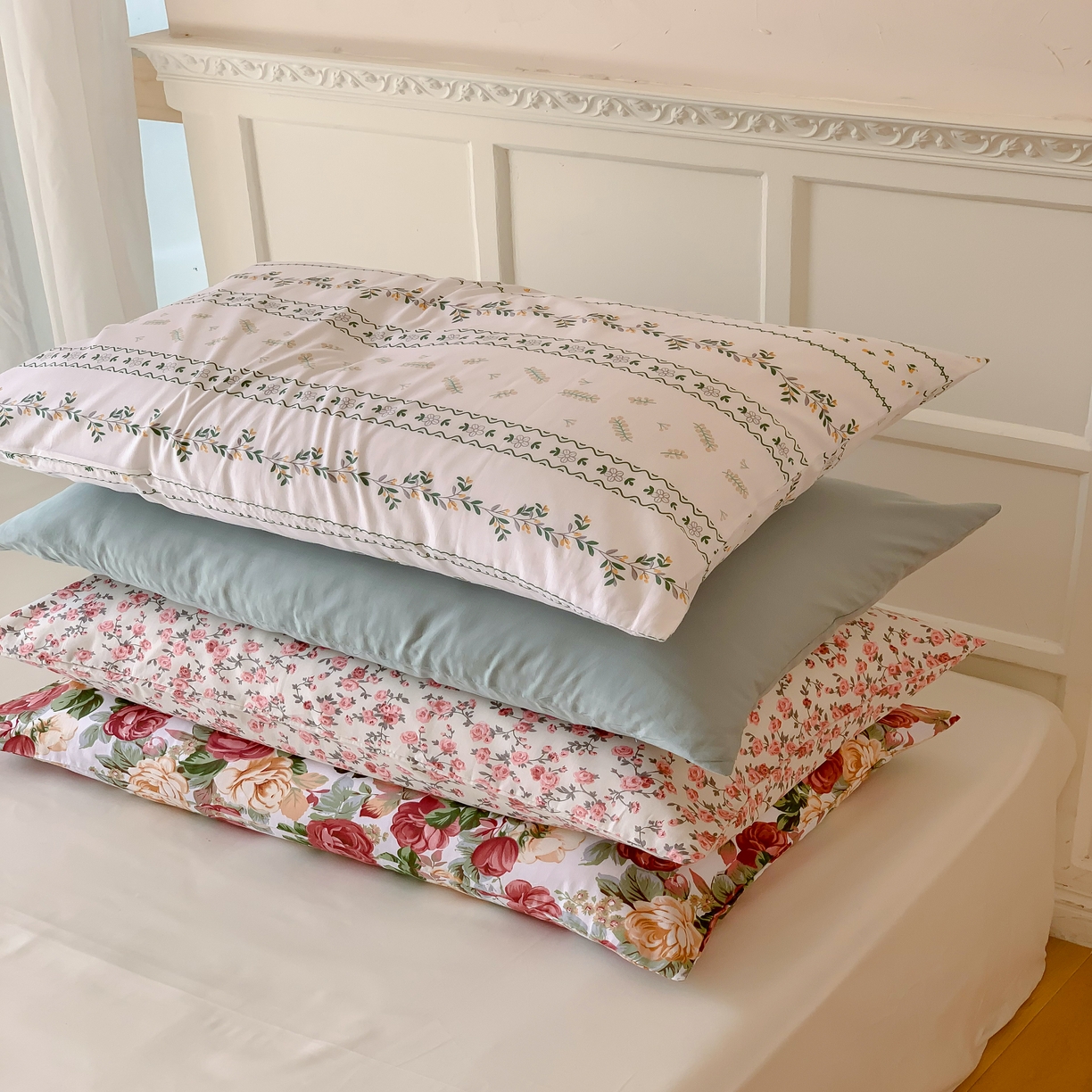 91家纺网 家纺一手货源 找家纺 窝米 全棉斜纹枕套（花卉类） 小玫瑰枕套