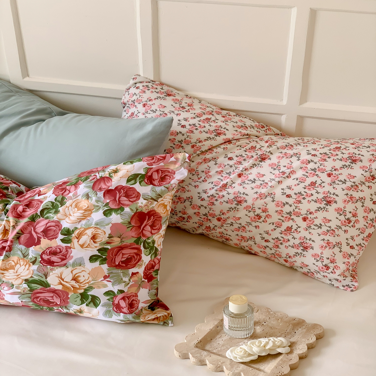 91家纺网 家纺一手货源 找家纺 窝米 全棉斜纹枕套（花卉类） 小玫瑰枕套