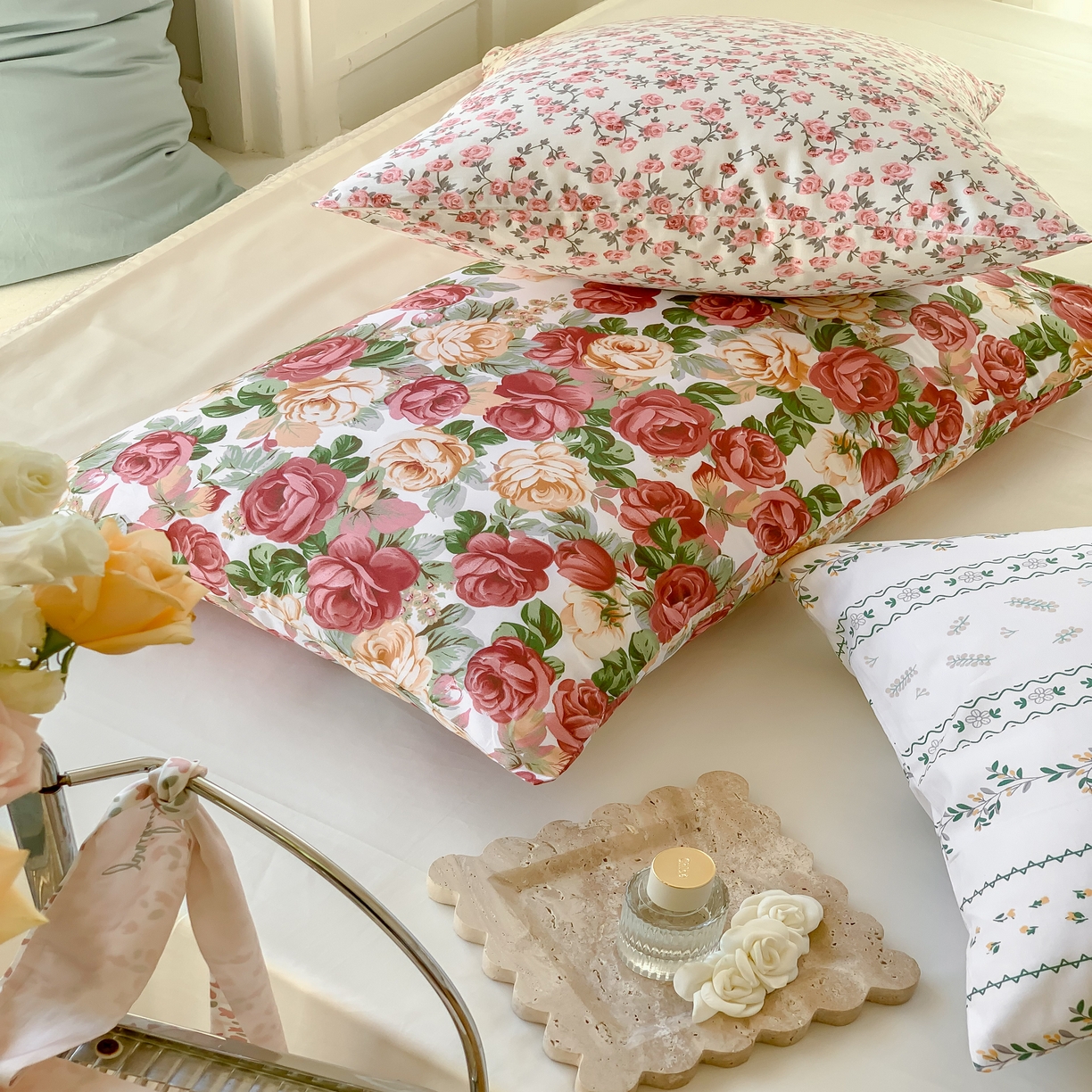 91家纺网 家纺一手货源 找家纺 窝米 全棉斜纹枕套（花卉类） 小玫瑰枕套