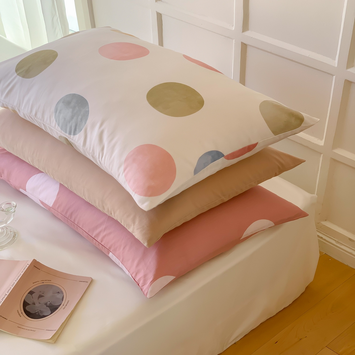 91家纺网 家纺一手货源 找家纺 窝米 全棉斜纹枕套（简约类） 拉卡粉枕套