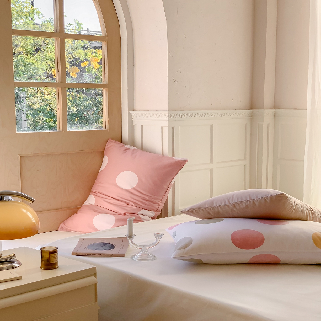 91家纺网 家纺一手货源 找家纺 窝米 全棉斜纹枕套（简约类） 拉卡粉枕套