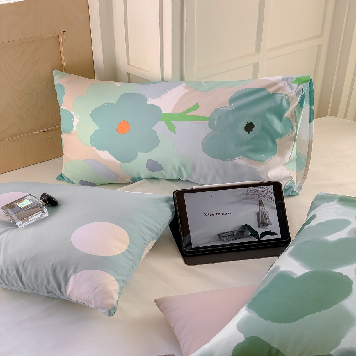 91家纺网 家纺一手货源 找家纺 窝米 全棉斜纹枕套（简约类） 拉卡蓝枕套