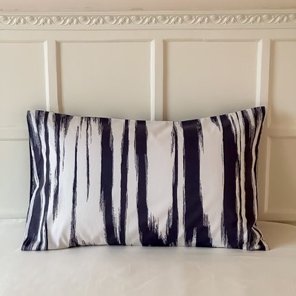 窝米 全棉斜纹枕套（简约类） 水波纹炭黑枕套