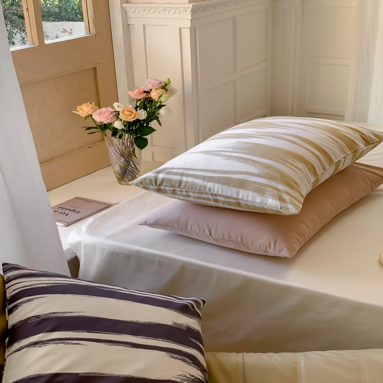 91家纺网 家纺一手货源 找家纺 窝米 全棉斜纹枕套（简约类） 水波纹炭黑枕套