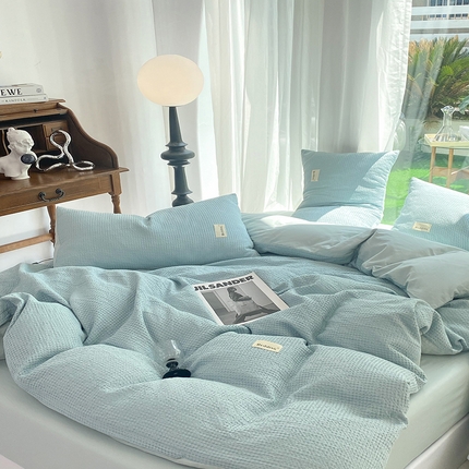 澳梵家居 2023新品全棉华夫格四件套 华夫格-天蓝