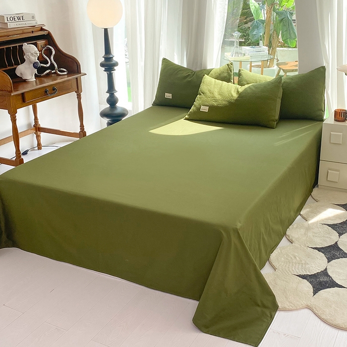 91家纺网 家纺一手货源 找家纺 澳梵家居 2023新品全棉华夫格四件套 华夫格-松绿