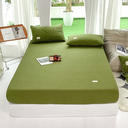 澳梵家居 2023新品全棉华夫格床笠单品 华夫格-松绿