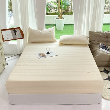 澳梵家居 2023新品全棉华夫格床笠单品 麦穗-奶白