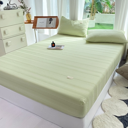 澳梵家居 2023新品全棉华夫格床笠单品 麦穗-嫩芽绿