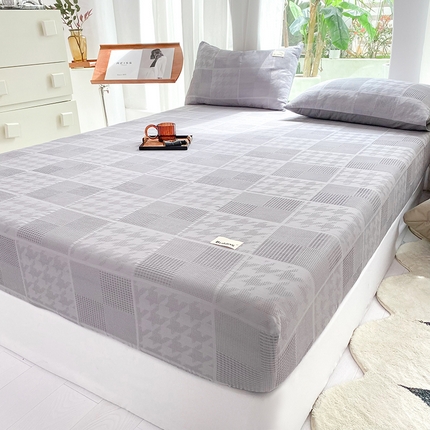 澳梵家居 2023新品全棉华夫格床笠单品 千鸟格-灰色