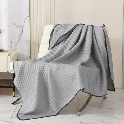 妖妖家纺 2023新款贝壳绣凉感豆豆盖毯 低调灰