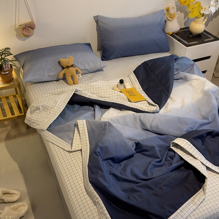 91家纺网 家纺一手货源 找家纺 怡家居 2023新款全棉小清新手包边夏被四件套 沧海