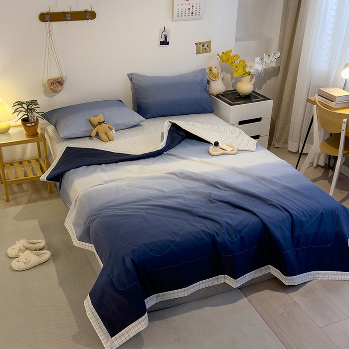 91家纺网 家纺一手货源 找家纺 怡家居 2023新款全棉小清新手包边夏被四件套 沧海