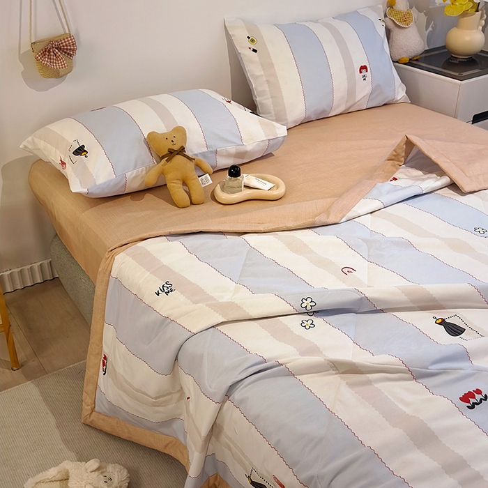 91家纺网 家纺一手货源 找家纺 怡家居 2023新款全棉小清新手包边夏被四件套 集美