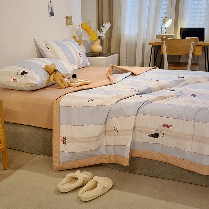 91家纺网 家纺一手货源 找家纺 怡家居 2023新款全棉小清新手包边夏被四件套 集美