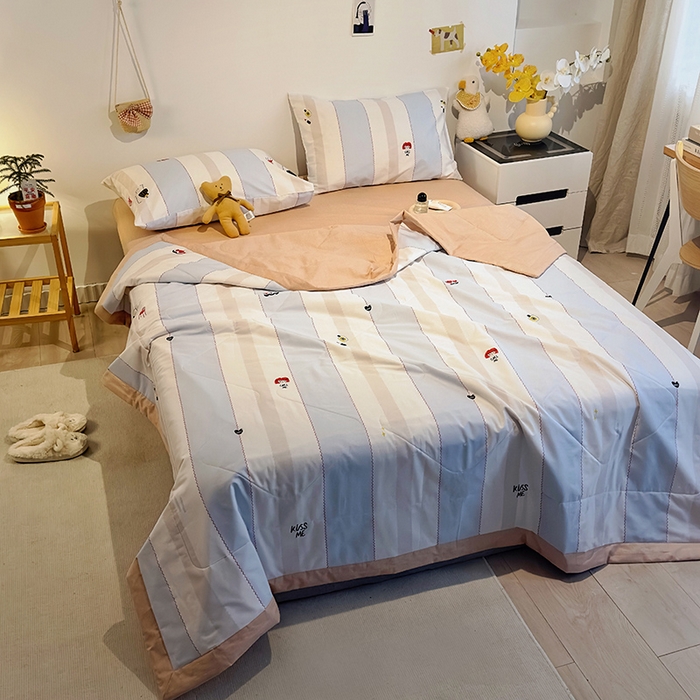 91家纺网 家纺一手货源 找家纺 怡家居 2023新款全棉小清新手包边夏被四件套 集美