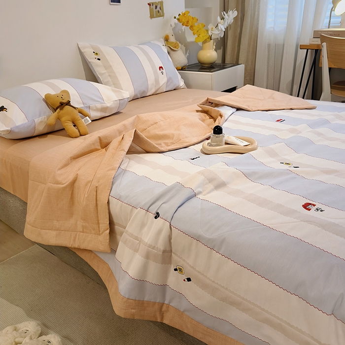 91家纺网 家纺一手货源 找家纺 怡家居 2023新款全棉小清新手包边夏被四件套 集美