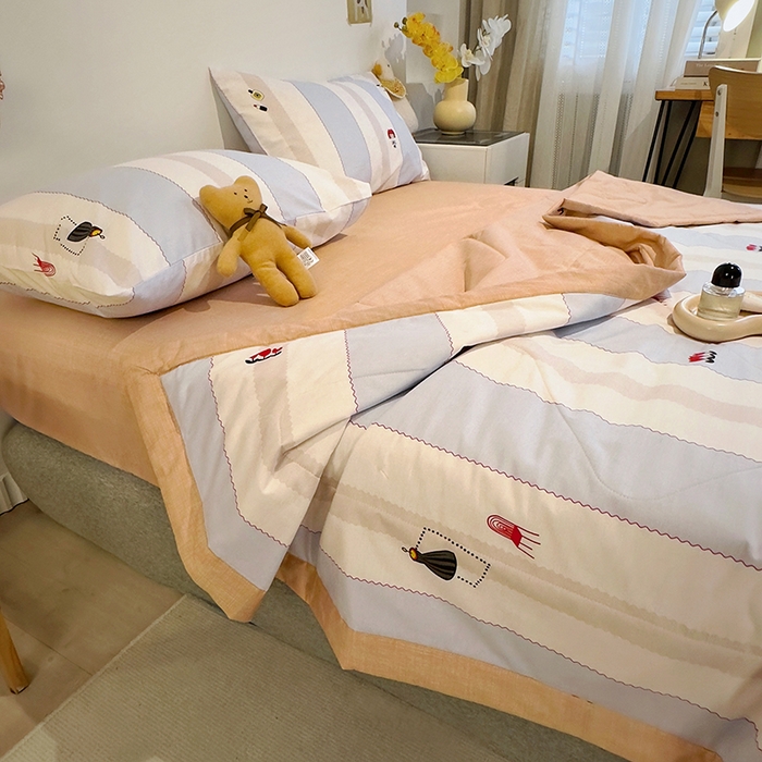 91家纺网 家纺一手货源 找家纺 怡家居 2023新款全棉小清新手包边夏被四件套 集美