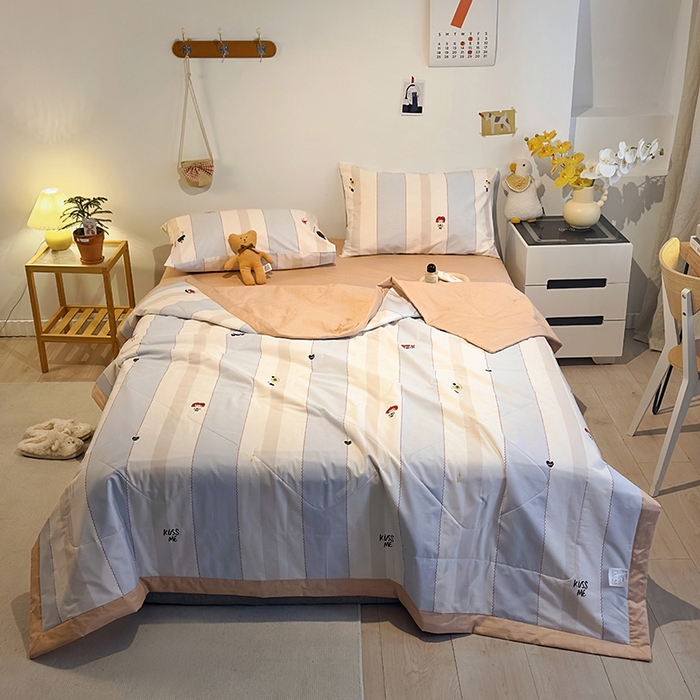 91家纺网 家纺一手货源 找家纺 怡家居 2023新款全棉小清新手包边夏被四件套 集美