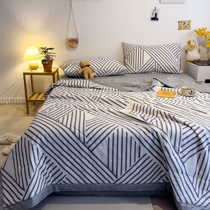 91家纺网 家纺一手货源 找家纺 怡家居 2023新款全棉小清新手包边夏被四件套 卡西