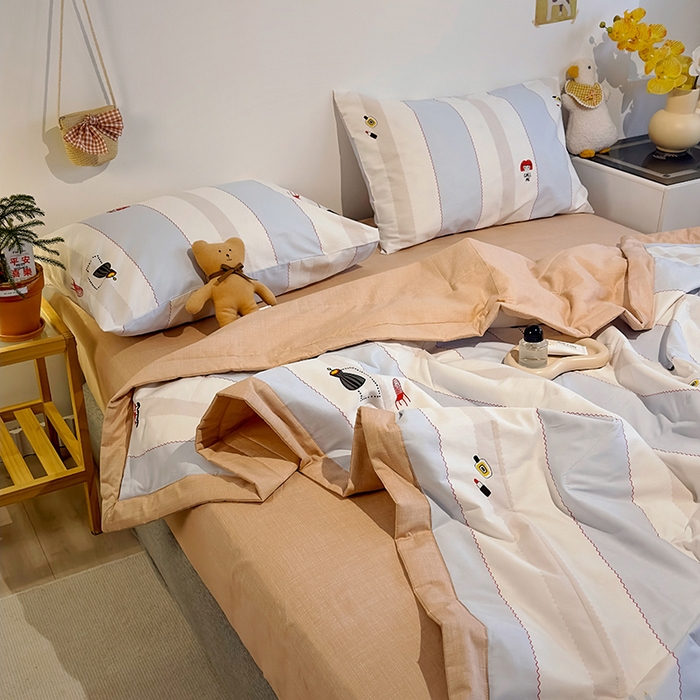 91家纺网 家纺一手货源 找家纺 怡家居 2023新款全棉小清新手包边夏被四件套 集美