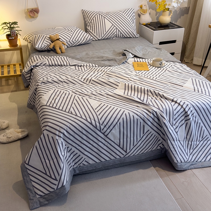 91家纺网 家纺一手货源 找家纺 怡家居 2023新款全棉小清新手包边夏被四件套 简影