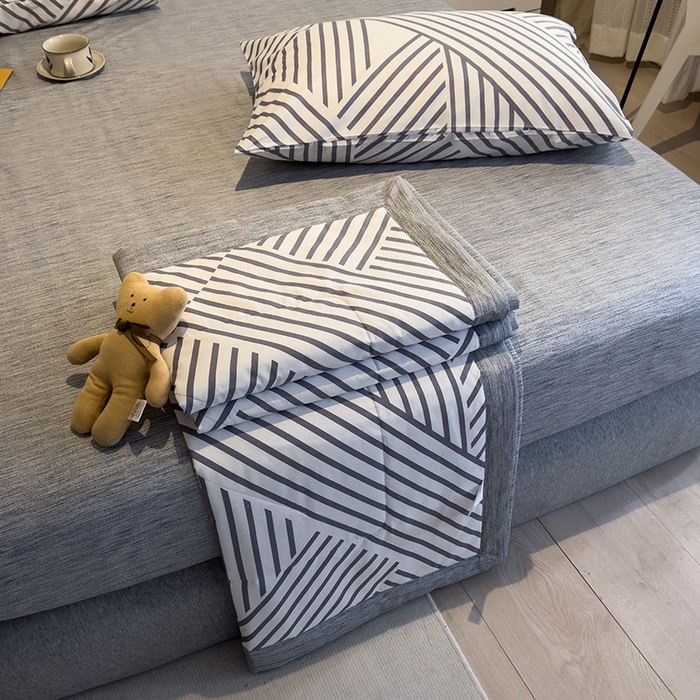 91家纺网 家纺一手货源 找家纺 怡家居 2023新款全棉小清新手包边夏被四件套 卡西