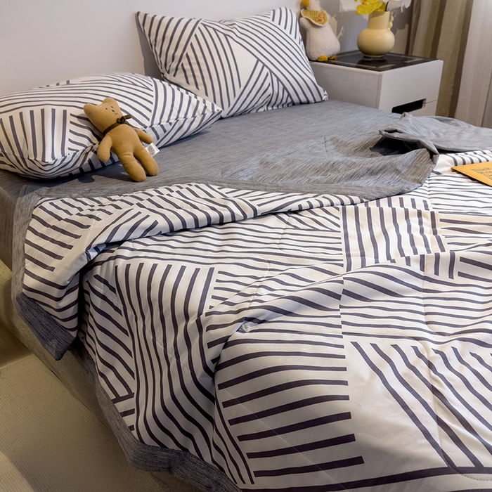 91家纺网 家纺一手货源 找家纺 怡家居 2023新款全棉小清新手包边夏被四件套 卡西