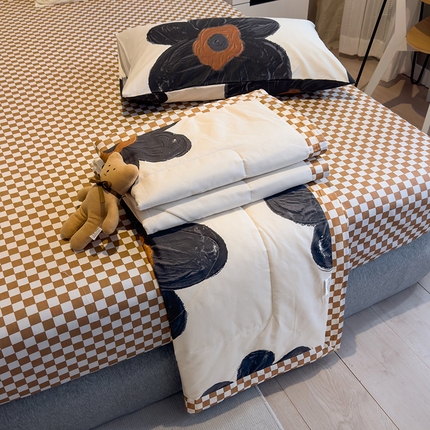 怡家居 2023新款全棉小清新手包边夏被四件套 迷彩